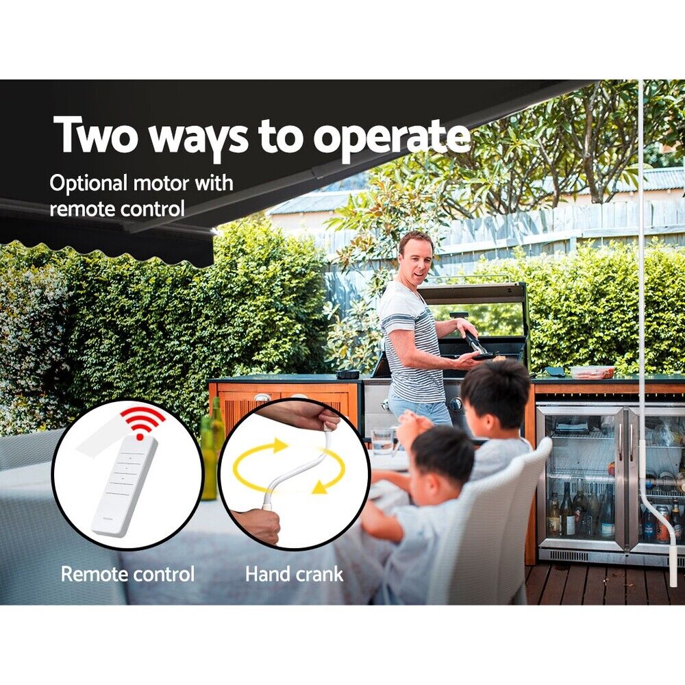 Instahut Folding Arm Outdoor Awning Retractable SunShade Window Canopy Grey