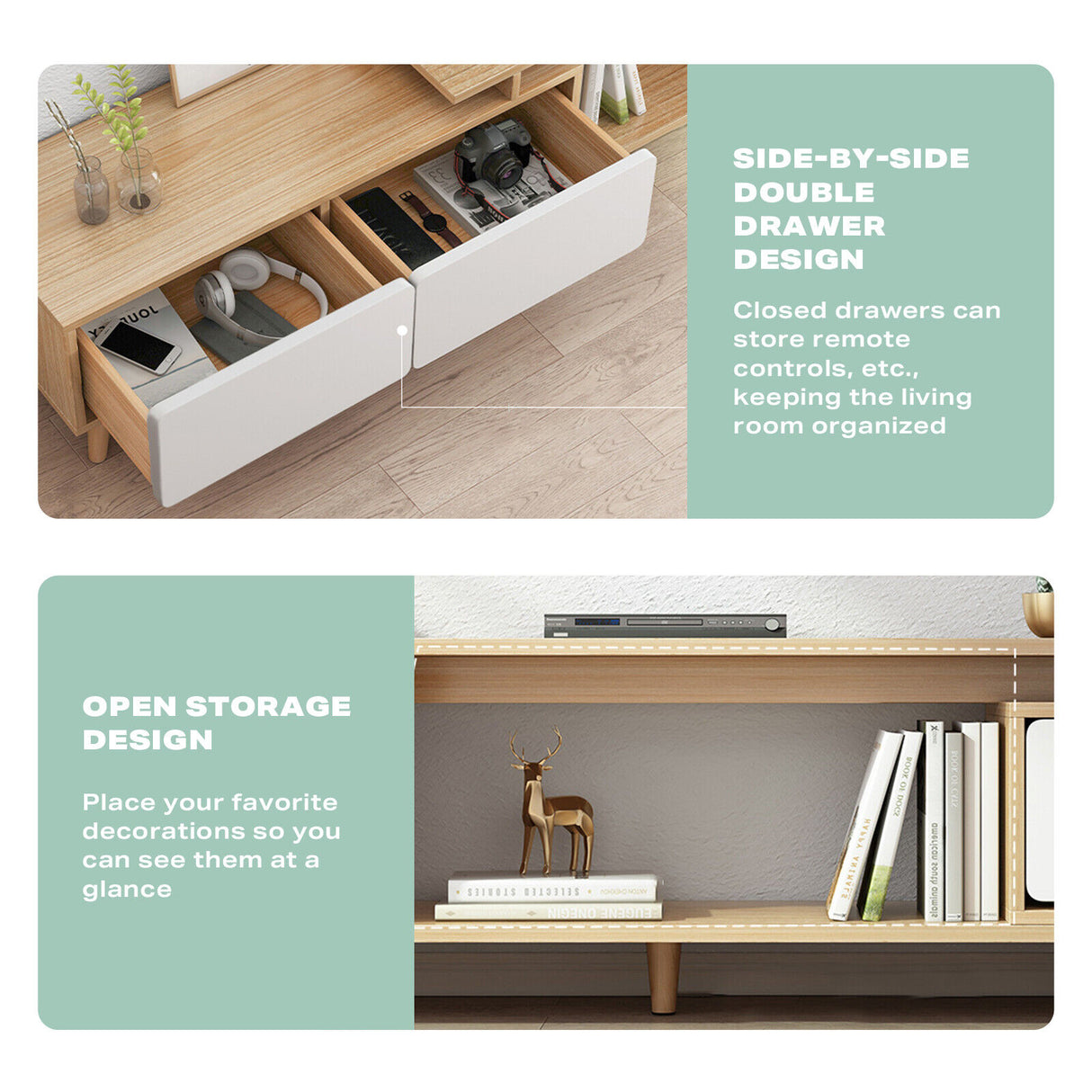 Adjustable TV Stand Entertainment Unit 120-190cm with Storage Drawer Cabinet