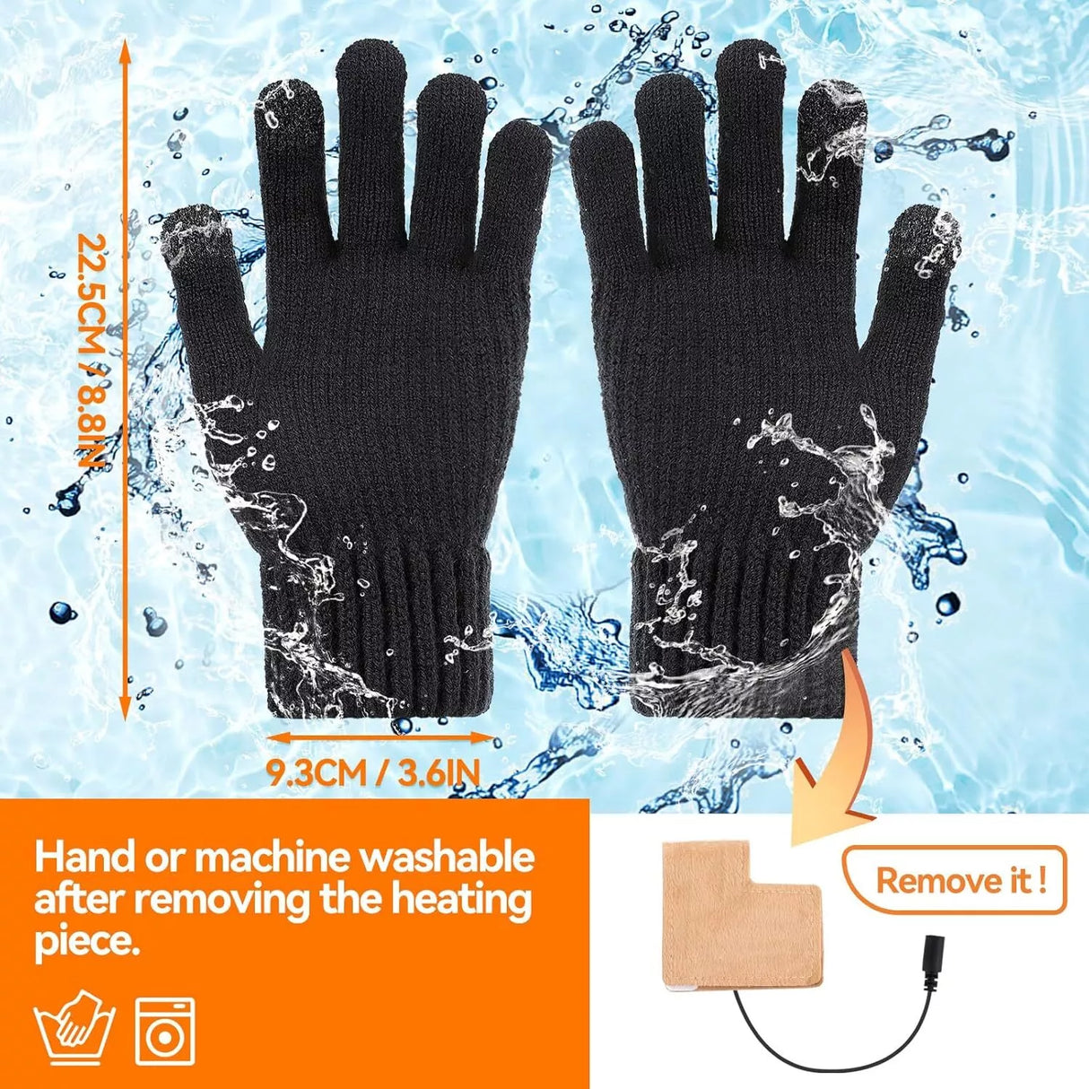 Electric Heated Gloves USB Rechargeable Touch Screen Warm Thermal Gloves Winter