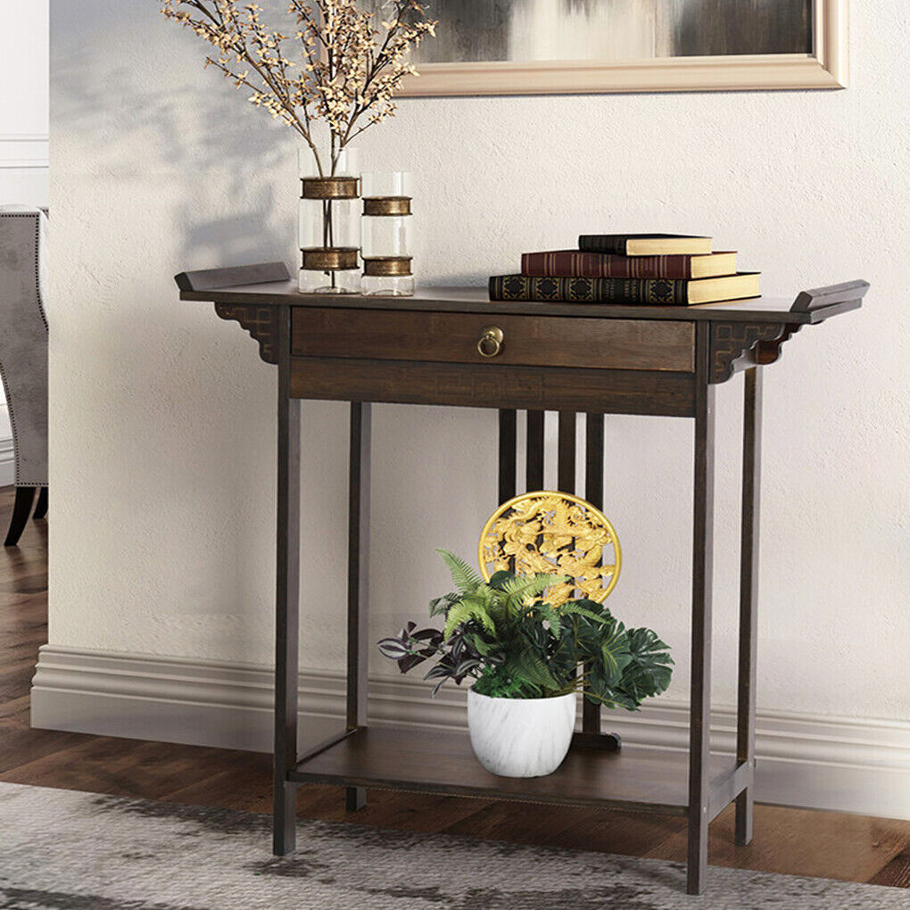 Entryway Console Table Skinny Hallway Table Sofa Table w/ Drawer&Shelf