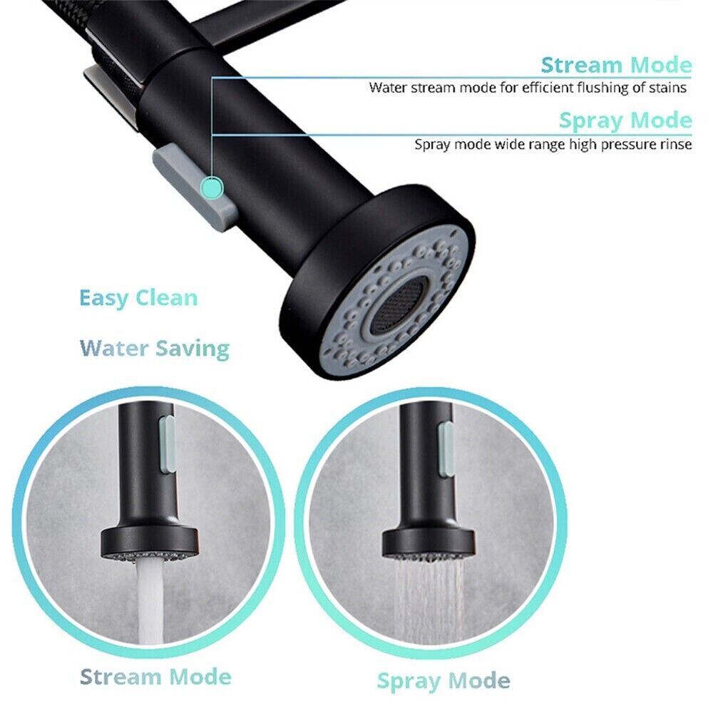 Kitchen Sink Mixer Taps Pull Out Laundry 360° Swivel Faucet Tap Black AU
