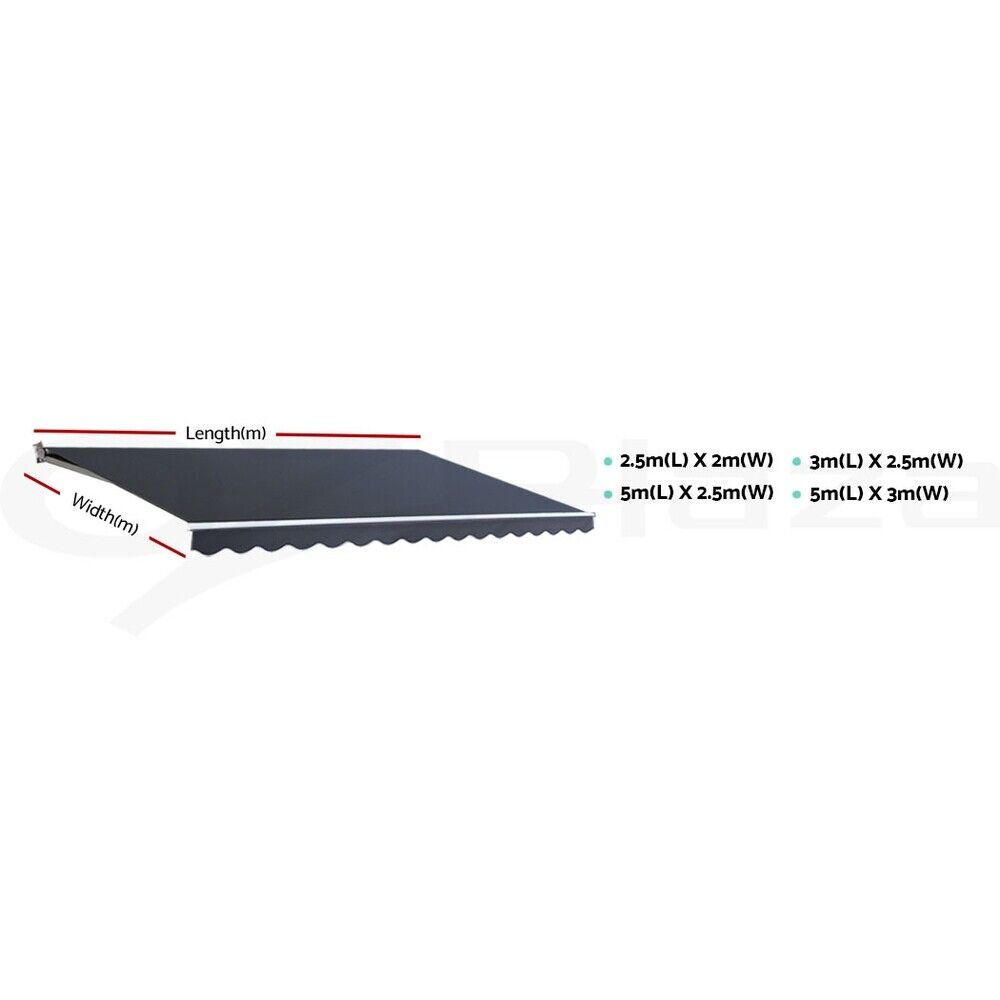 Instahut Folding Arm Outdoor Awning Retractable SunShade Window Canopy Grey