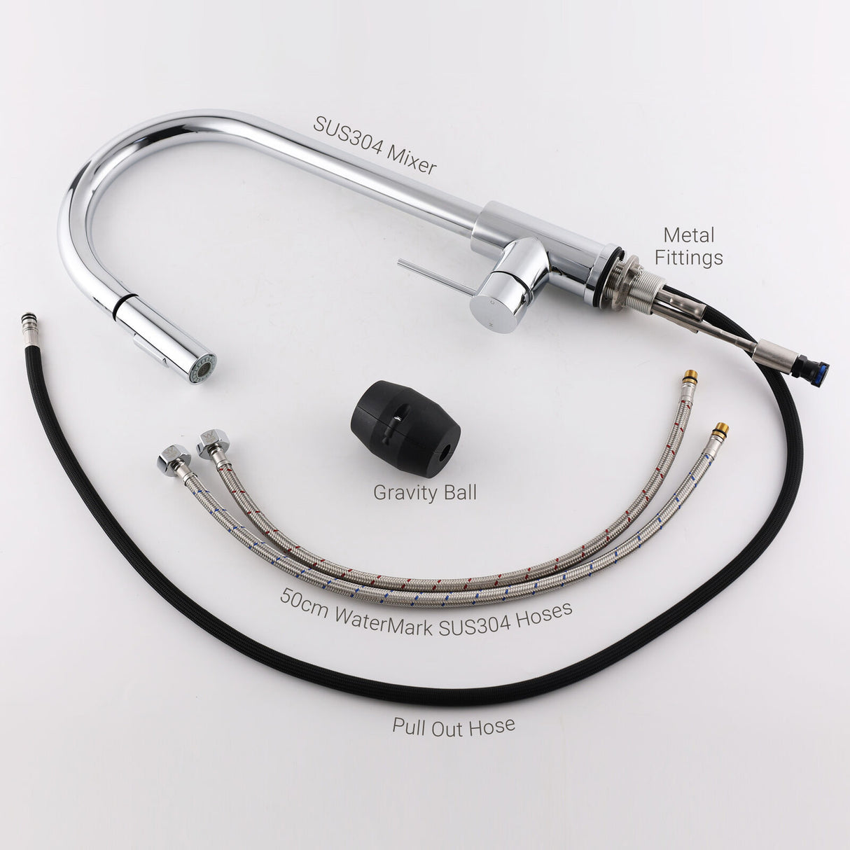 Kitchen Mixer Tap Pull Out Sink Laundry Faucet chrome