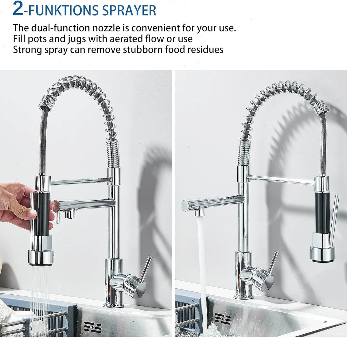 WELS Kitchen Mixer Taps 360° Swivel Pull Out Spout Spray Sink Faucet Brass
