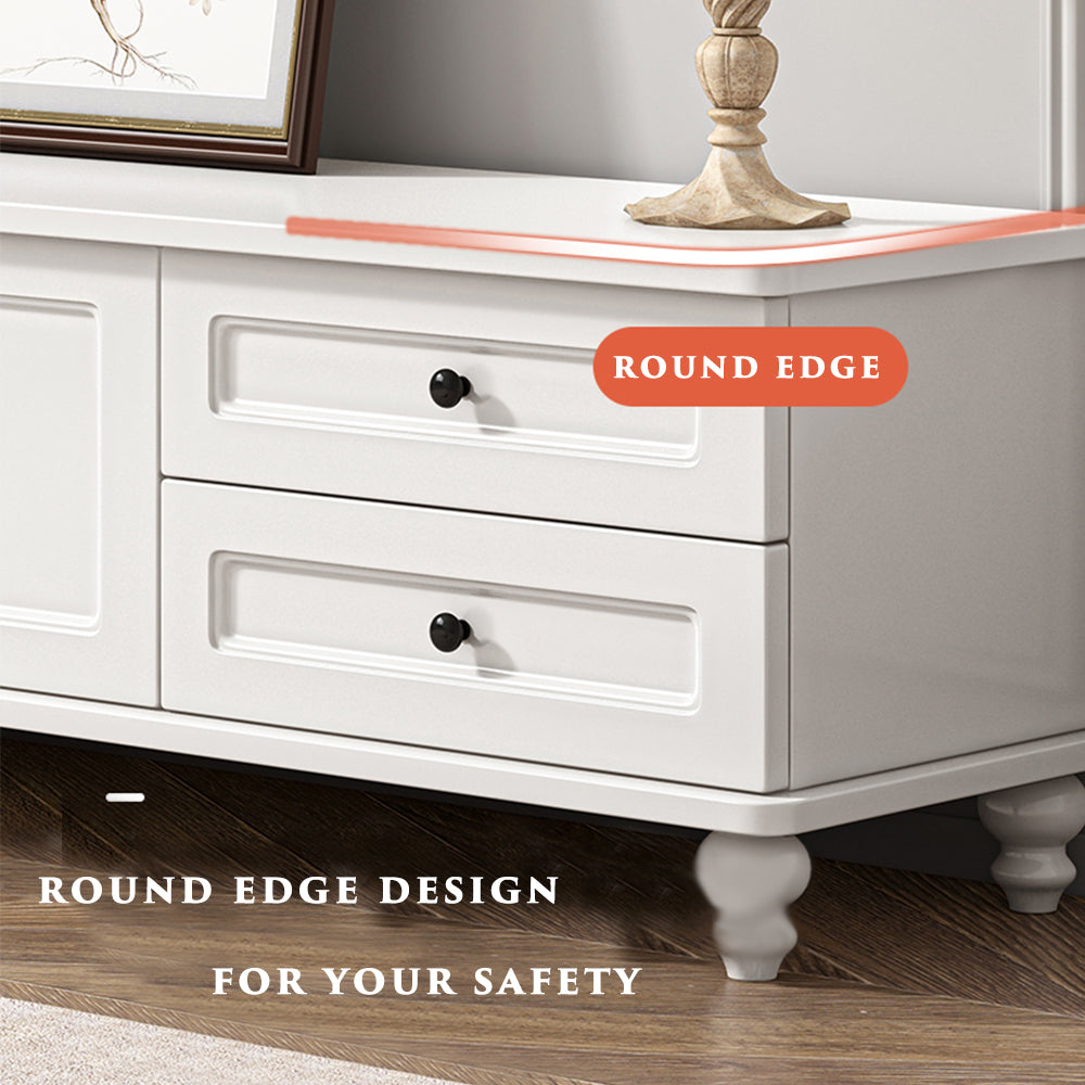 Modern White TV Stand Storage Cabinet
