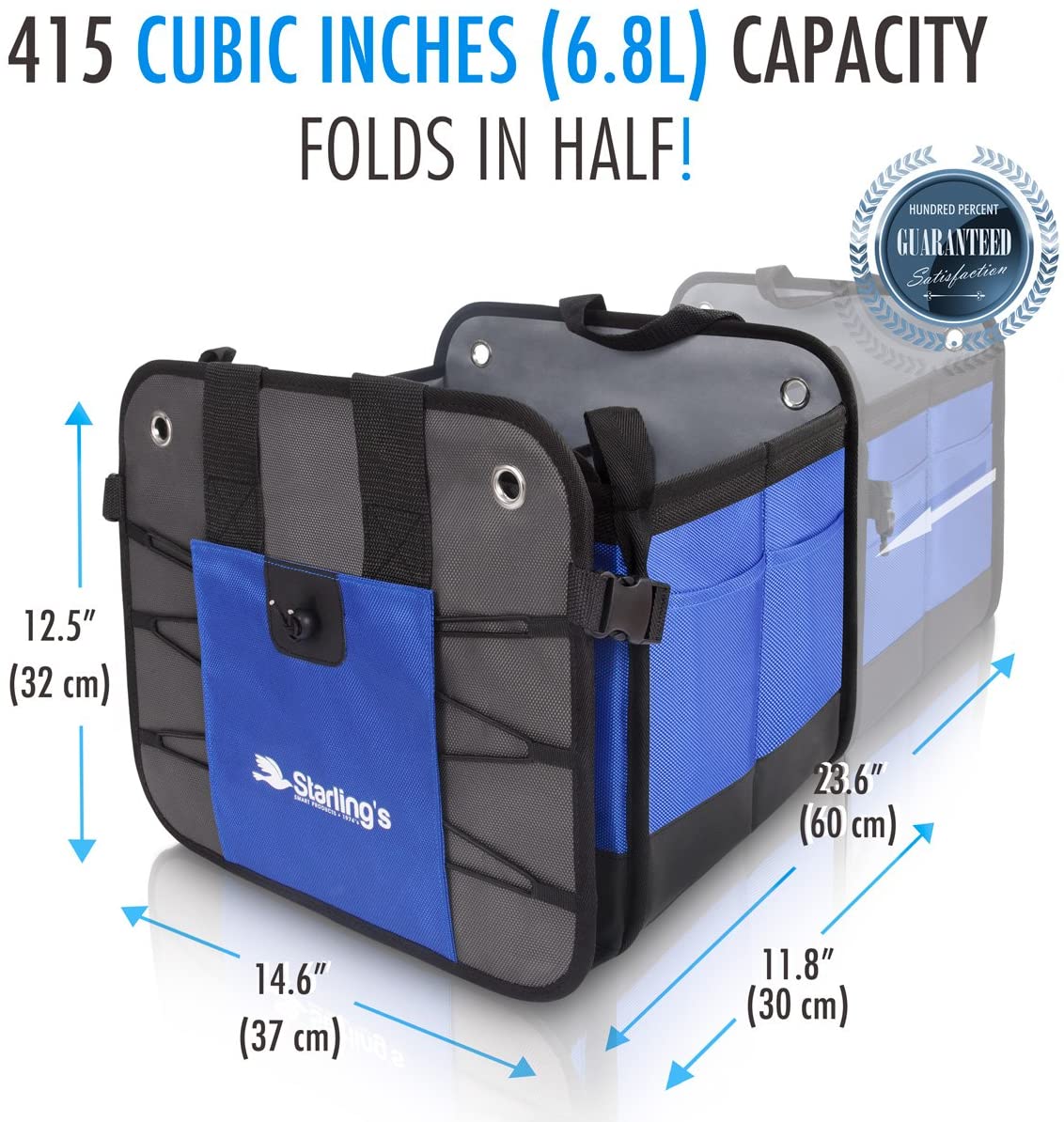 Car Trunk Organizer - Durable Storage SUV Cargo Organizer Adjustable, Blue