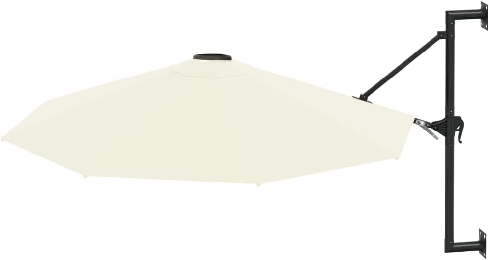 Wall-Mounted Parasol with Metal Pole Outdoor Umbrella Garden Patio Backyard Porch Terrace Balcony Sunshade Canopy 300 cm Sand