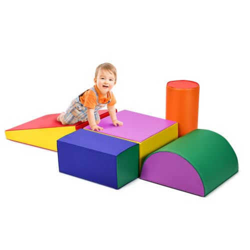 5PCS Kids Crawl & Climb Foam Play Set, Colorful Baby Foam Blocks to Crawling, Climbing, Walking, Children Educational Soft Play Equipment for Toddlers