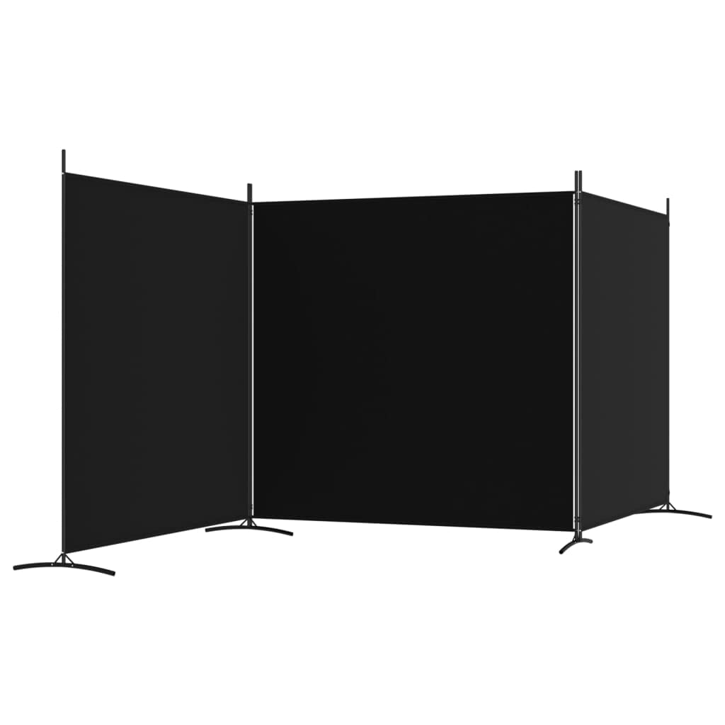 3-Panel Room Divider Living Room Bedroom Partition Privacy Protection Screen Room Separator Folding Dressing Wall Black Fabric