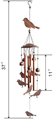 Bird Wind Chimes-4 Hollow Aluminum Tubes -Wind Bells and Birds-Wind Chime with S Hook for Indoor and Outdoor