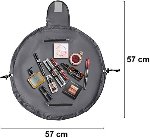 Portable Lazy Drawstring Makeup Bag Travel Cosmetic Bag Pouch Toiletry Organizer Waterproof Large for Women and Girls (Flower)