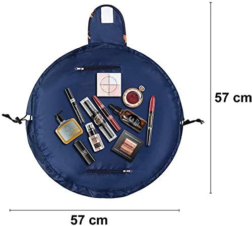 Portable Lazy Drawstring Makeup Bag Travel Cosmetic Bag Pouch Toiletry Organizer Waterproof Large for Women and Girls (Gold Fox)