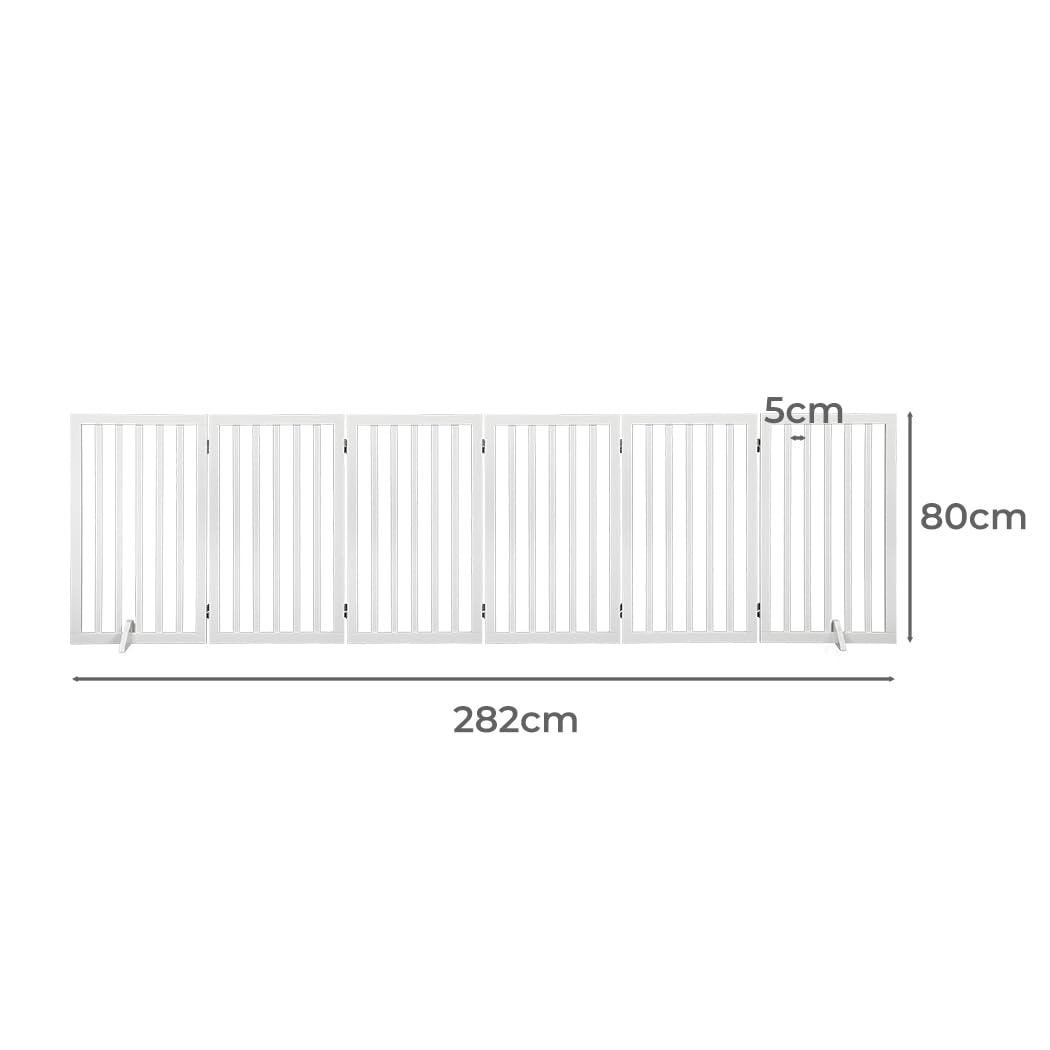 Wooden Pet Gate Dog Fence Retractable Safety Stair Barrier Security Door (White Large-282cm x 80cm x 1.8cm)