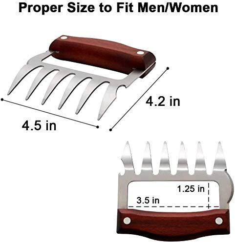 Bear Claws, Meat Shredder Claws Food-Grade Stainless Steel Turkey Lifter with Wooden Handle for Carving Shredding Lifting (1 Pair Annatto Color)