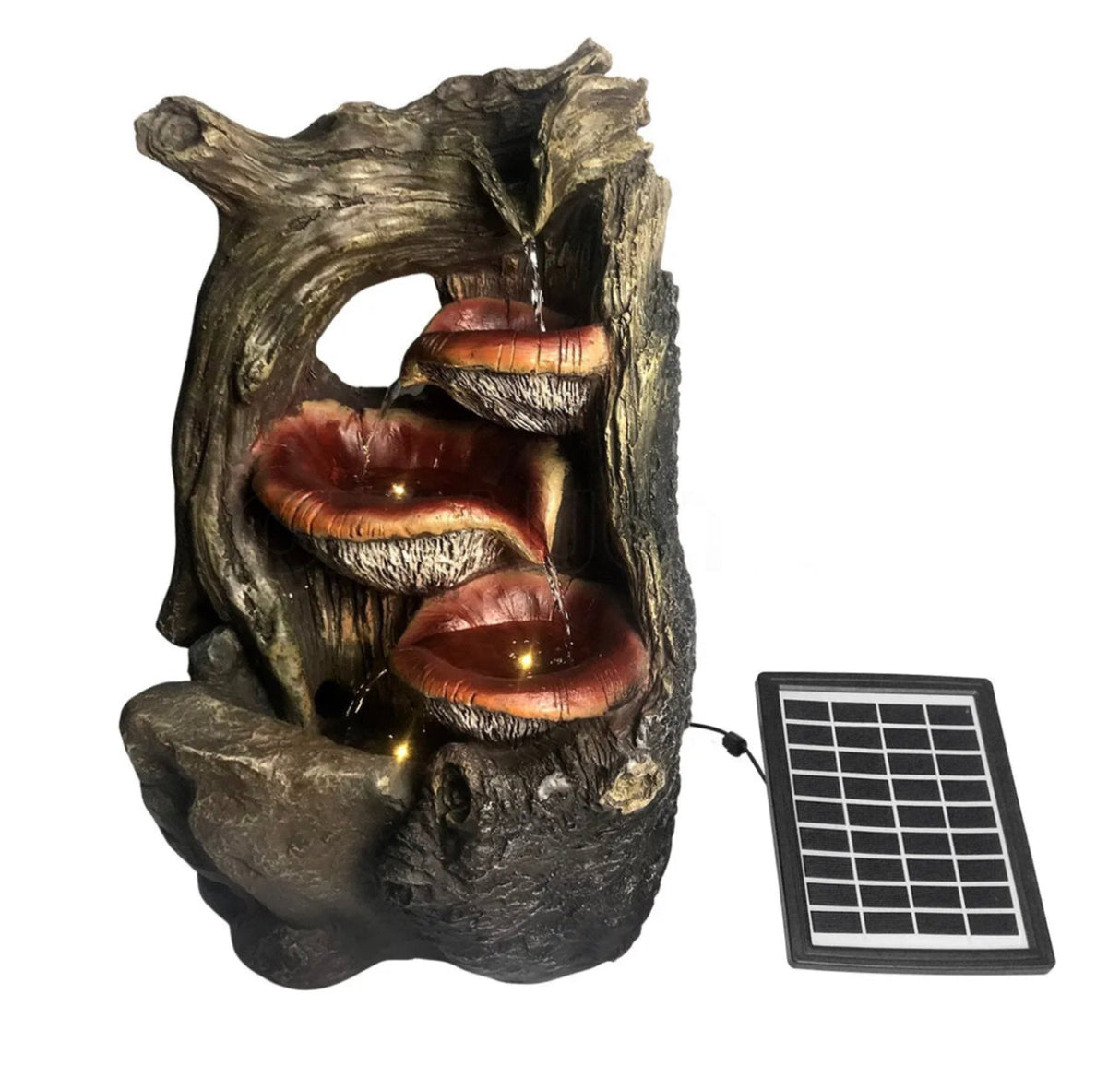 Garden Features Solar Powered Outdoor Water Fountain Bird Bath w/LED Light