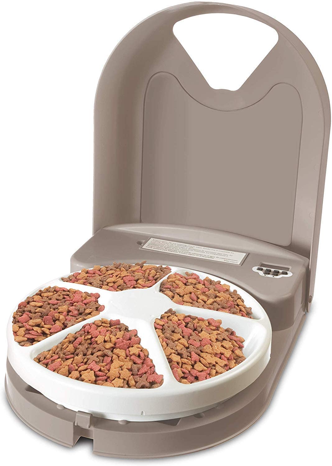 5 Meal Automatic Dog and Cat Feeder, Dispenses Dog Food or Cat Food, Digital Clock