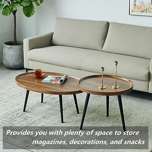 Coffee Table Set,HX Dream Center Table Living Room 2-Piece,Combination Coffee Table,Round Sofa Coffee Table Suitable for Living Room, Balcony, Garden(Wood Color)