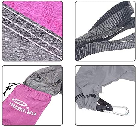 Road Hammock Single Camping Portable Parachute Hammock for Outdoor Hiking Travel Backpacking - 210D Nylon Taffeta Hammock Swing - Support 400lbs - 660lbs Ropes Carabiners Included