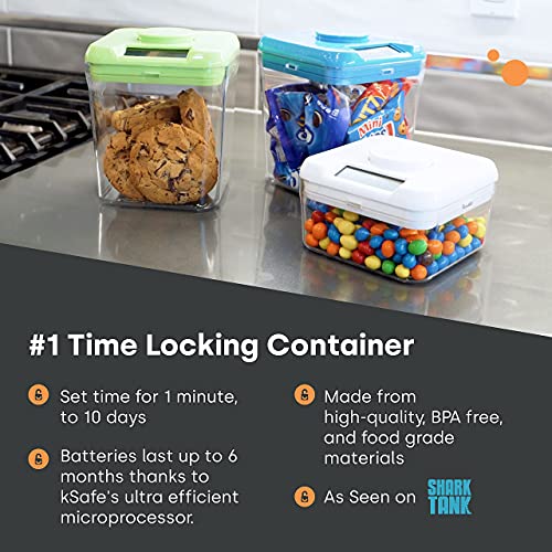 Kitchen Safe Time Locking Container (Medium), Timed Lock Box for Cell Phones, Snacks, and other unwanted temptations (White Lid Clear Base)