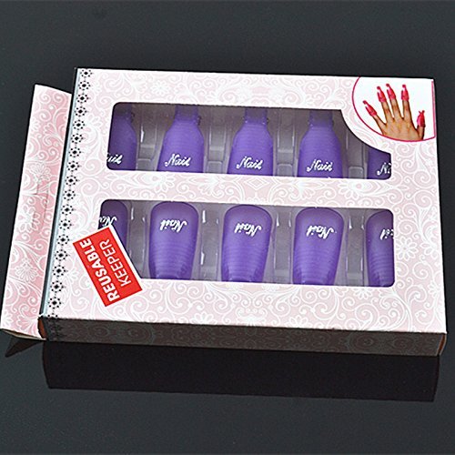 Acrylic Nail Art Polish Remover Wrap Cleaner Superior Clip Caps-10Pcs