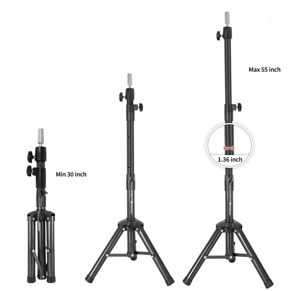 Wig Stand Tripod Mannequin Head Stand Heavy Duty Wig Stand Tripod Cosmetology Mannequin Wig Stand for Styling(Black Tripod With Tray,Maximum Height 55 Inches,Mannequin Head Not Included)