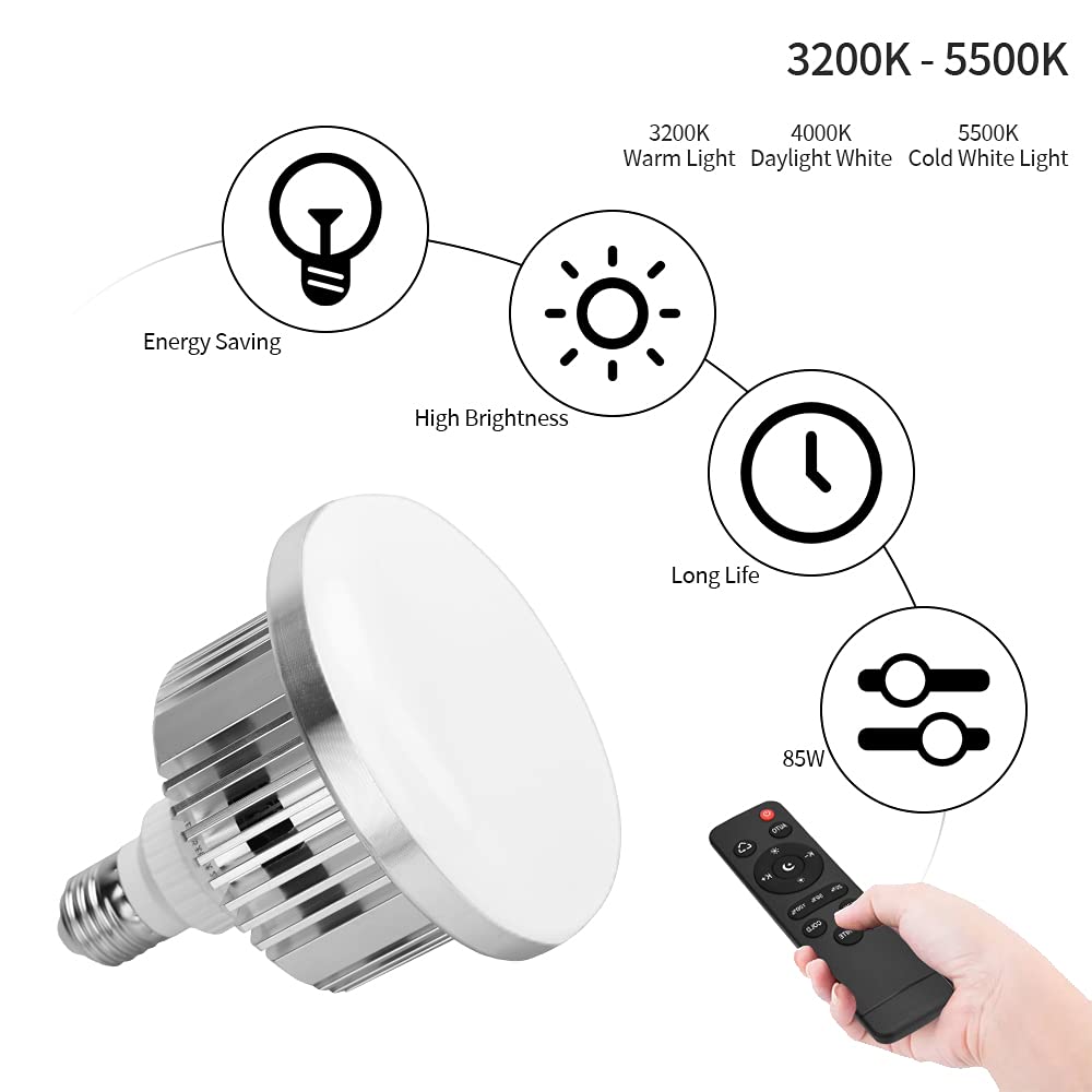 Photo Studio Background System + Bi-Color Dimmable 2X 85W Softbox Continuous Lighting Kit with Black White Gray Green Screen Backdrop Cloth for Portrait Product Photography Video Shooting