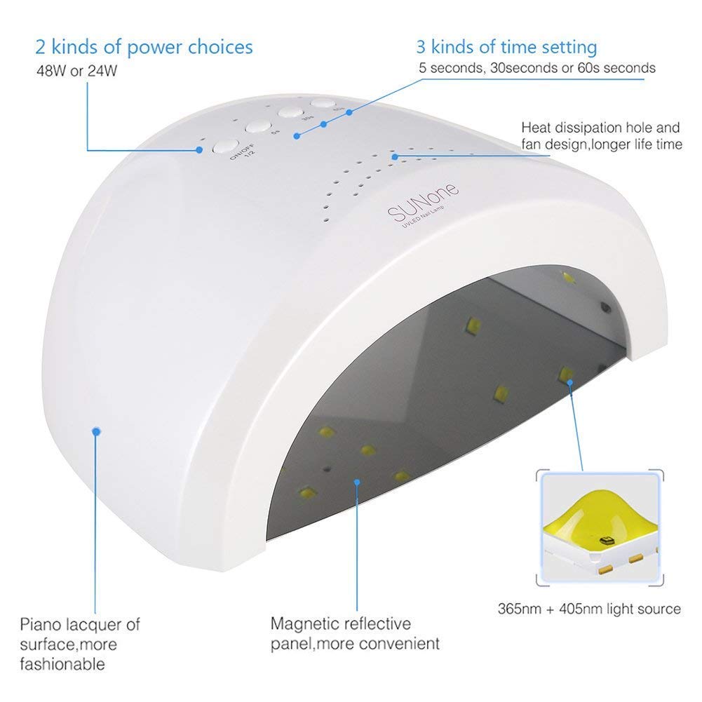 Vishine Gel Nail Polish Starter Kit with 48W SUNOne UV LED Nail Lamp Speed Dryer Manicure Tools 6 Pretty Colors Gel Polish Base and Top Coat