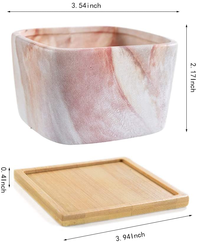 Square Marbling Ceramic Succulent Pots