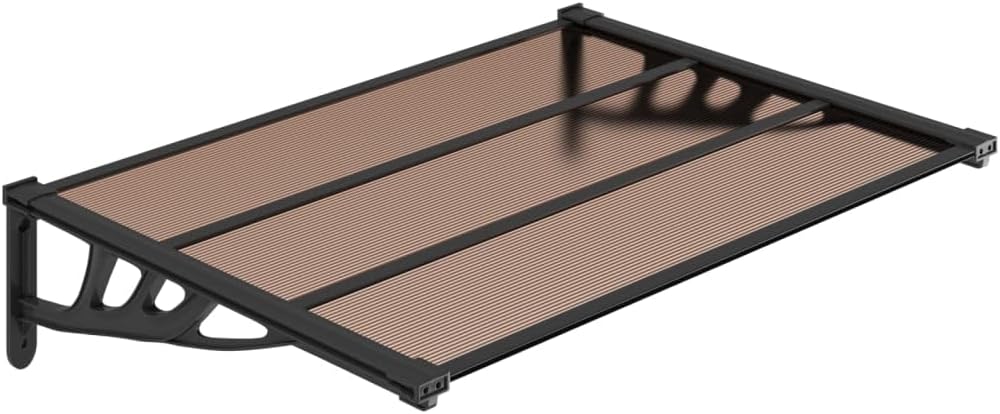 Door Canopy, 122 x 90cm, Black - Durable Window Awning & Entrance Shelter, Ideal for Outdoor, Patio, Front Door Protection