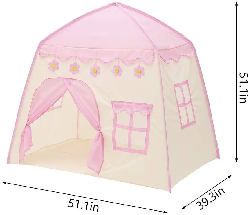 Princess Castle Play Tent Kids Teepee Tent Large Children Playhouse Oxford Fabric Children Playhouse for Indoor Outdoor with Carry Bag Portable Playhouse Boys & Girls Birthday Gift