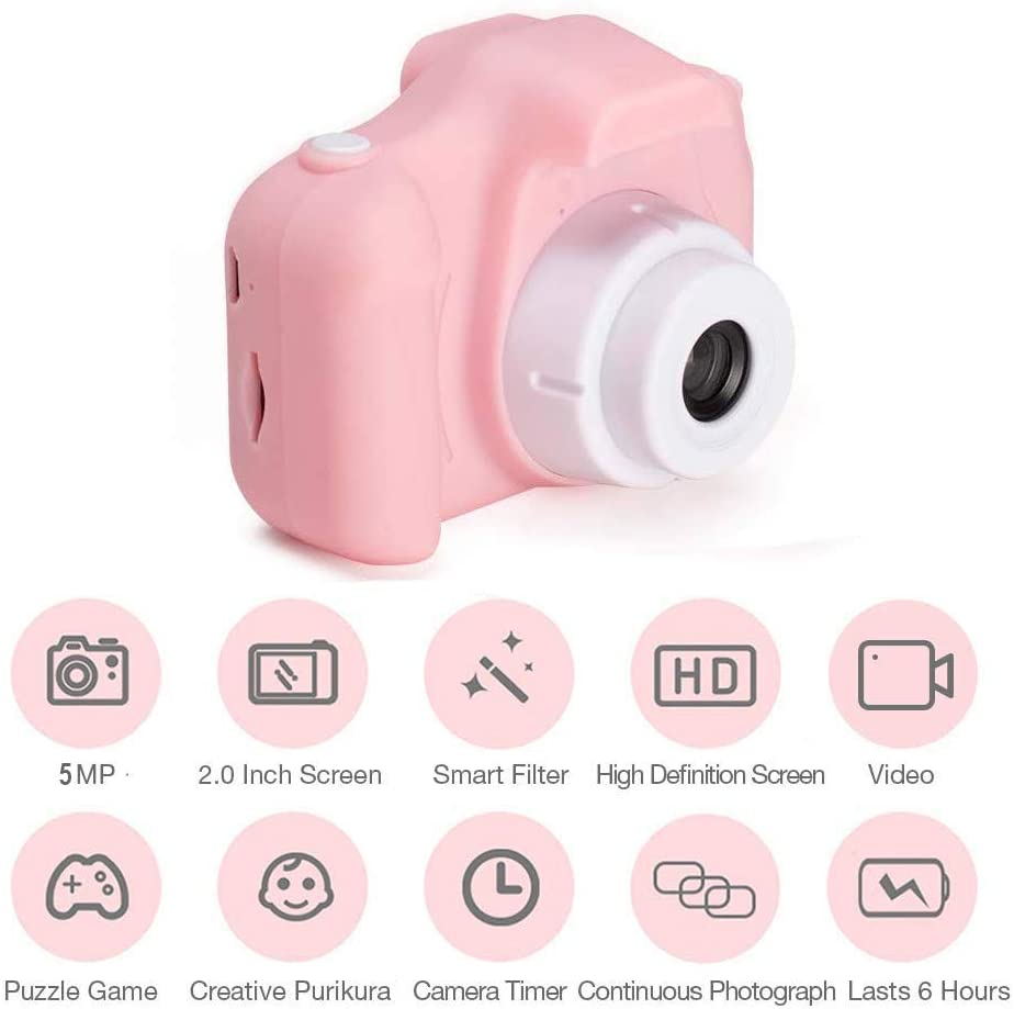 Kids Digital Camera for Boy Girls Age 3-10, Toddler Cameras Mini Cartoon Rechargeable Video Camera with 2 Inch IPS Screen and 32GB SD Card Child Camcorder Toy Kid’s Birthday