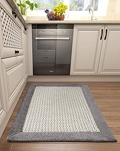 Kitchen Floor Mats for in Front of Sink Kitchen Rugs and Mats Non-Skid Twill Kitchen Mat Standing Mat Washable (24"x40") (Grey)