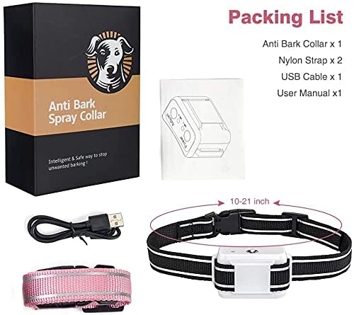 Citronella Bark Collar, Auto Citronella Dog Bark Collar Spray Anti Dog Bark Collars with 2 Adjustable Spray Level, Citronella Dog Barking Training Collar No Shock Safty for Dogs