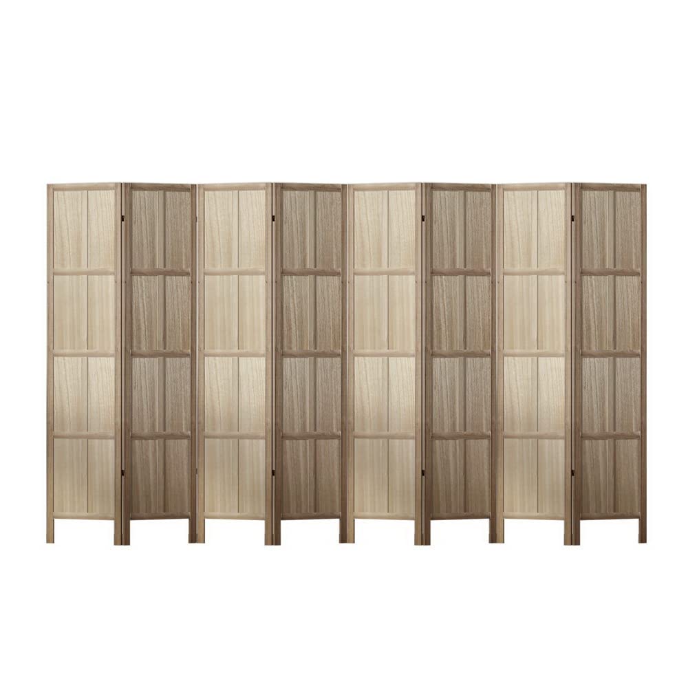 Room Divider Screen 8 Panel Foldable Wooden Divider Jade Brown