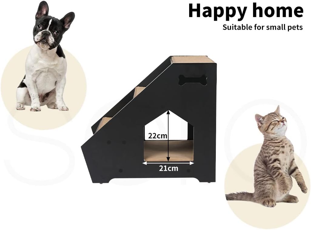 Wooden Dog Ramp Stairs Steps for Bed Pet Calming Kennel Non-Slip White