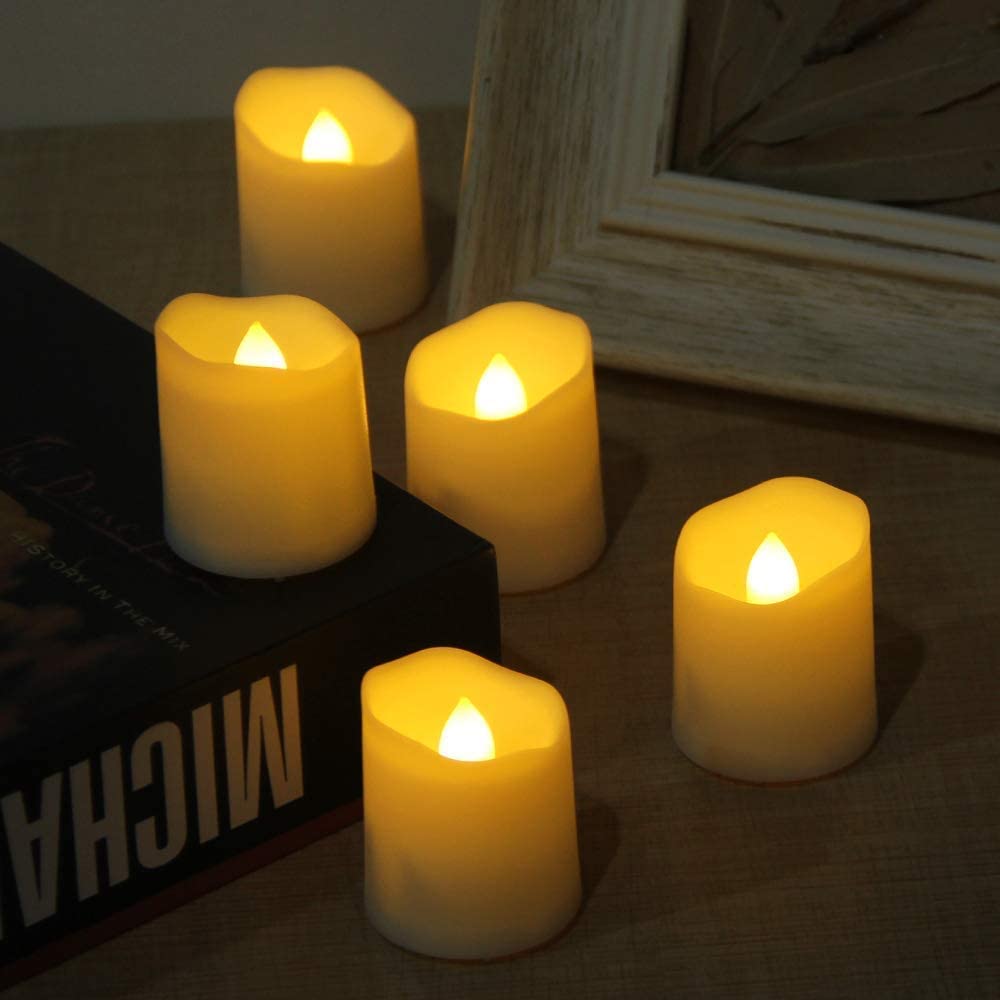 Battery Operated LED Tealights, Pack of 24, Flameless Tea Lights with Warm White Light, Electric Candles Realistic for Wedding, Table, Gift, Outdoor (24 Pack)