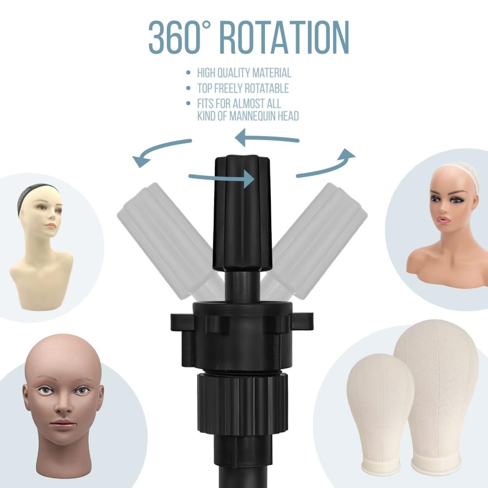 55 Inch Heavy Duty Wig Stand Tripod with Tray Adjustable Mannequin Head Stand Stainless Steel Wig Tripod Stand Wig Head Stand for Hairdressing Training (Mannequin Head Not Included)