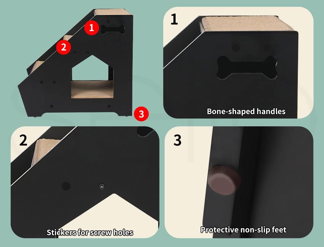 Wooden Dog Ramp Stairs Steps for Bed Pet Calming Kennel Non-Slip White