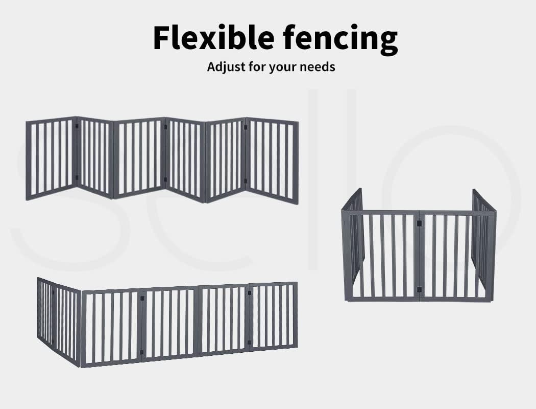 Dog Gates Pet Gates Indoor Foldable Dog Fence Puppy Safety Stair Barrier Security Door, Height 1.4M,Grey