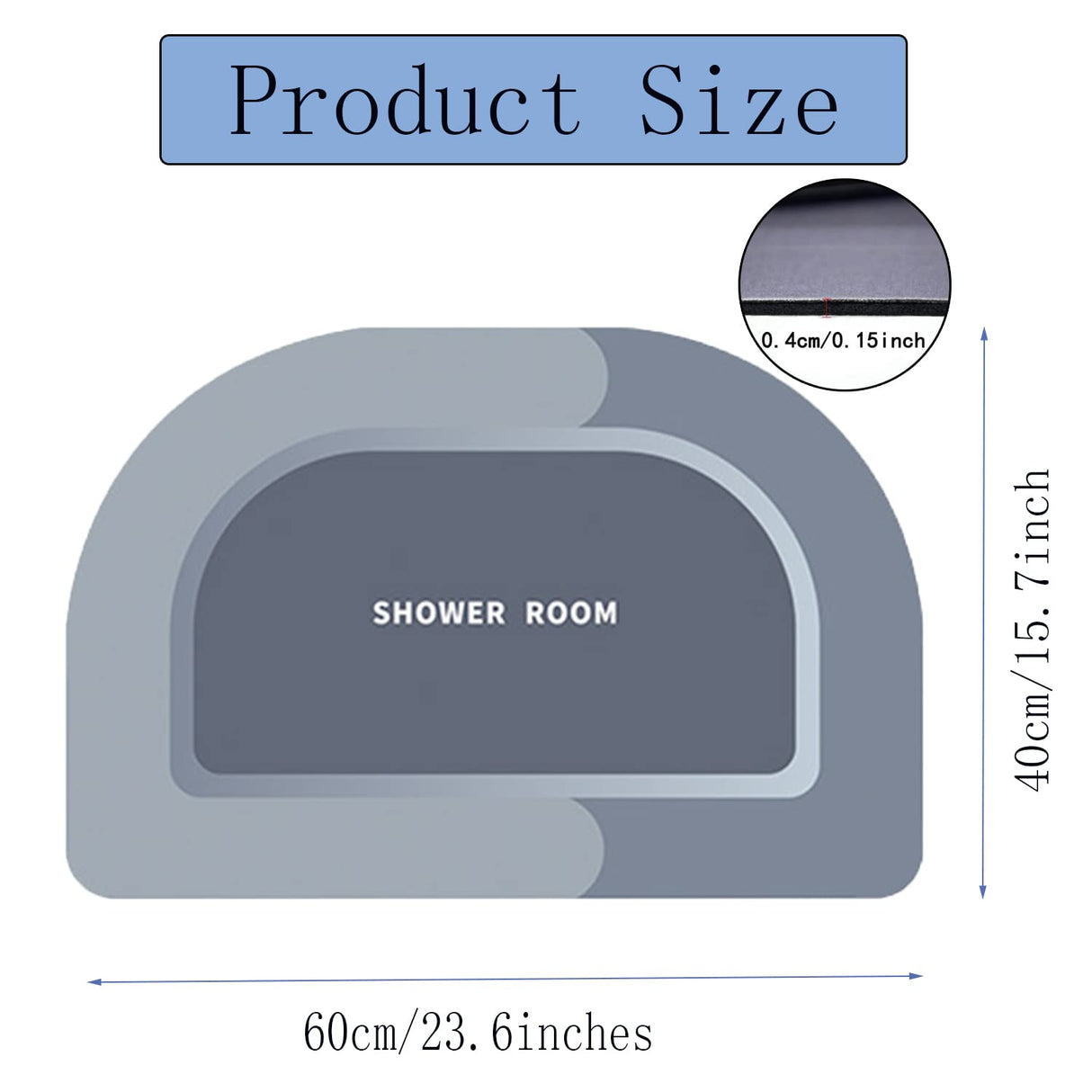 Absorbent Bath Mat,Diatom Bathroom Mat Soft Rugs,Slip-Resistant Bathing Room Rug,Super Absorbent Mat, Easier Clean Carpet Door Mat for Bathroom Toilet Doorway (Semicircle, Light Blue)