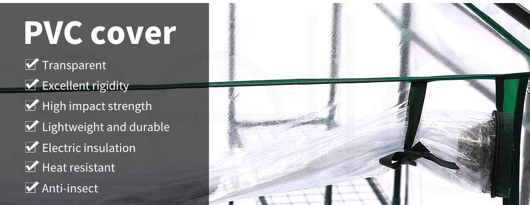 2 Tier Walk in Greenhouse Garden Shed PVC Cover Film Tunnel Green House