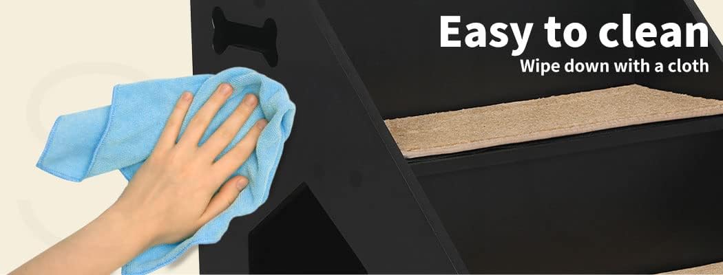 Wooden Dog Ramp Stairs Steps for Bed Pet Calming Kennel Non-Slip White