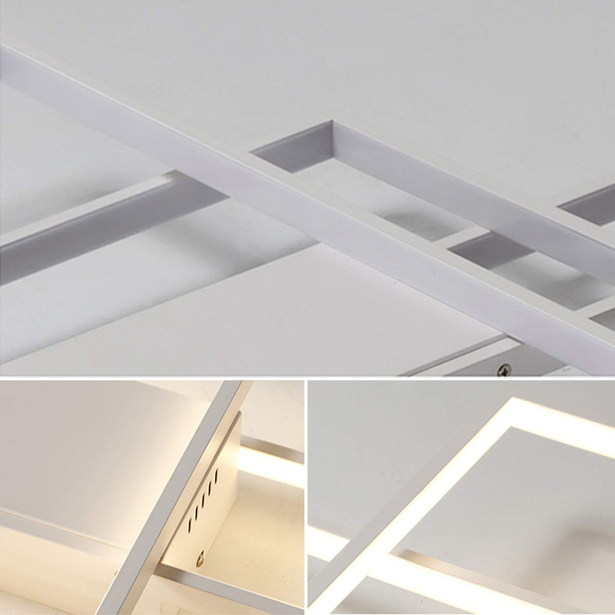 Ceiling Light Dimmable LED Chandelier with Remote Control,Modern 50W 3-Layer Square Ceiling Lamp Acrylic Flush Mount Ceiling Lights Fixtures for Bedroom Dining Living Room Kitchen(White)