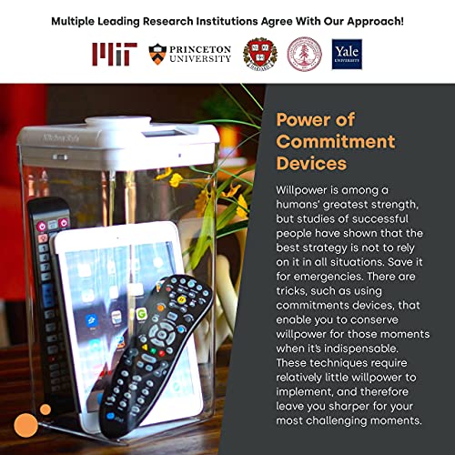 Kitchen Safe Time Locking Container (Medium), Timed Lock Box for Cell Phones, Snacks, and other unwanted temptations (White Lid Clear Base)