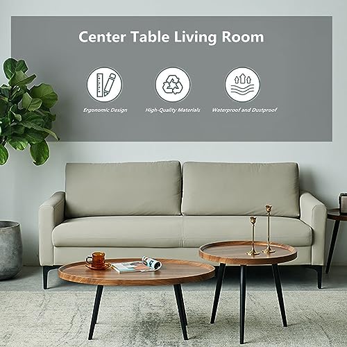 Coffee Table Set,HX Dream Center Table Living Room 2-Piece,Combination Coffee Table,Round Sofa Coffee Table Suitable for Living Room, Balcony, Garden(Wood Color)