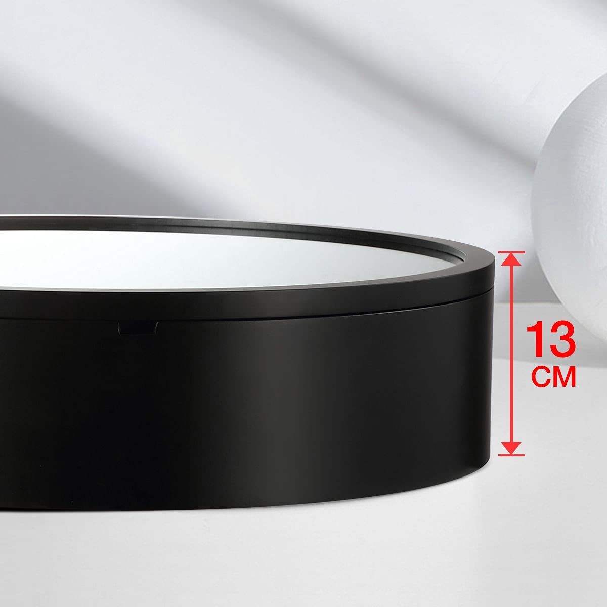 Luxsuite Mirror Bathroom Cabinet Round Medicine Vanity Round Wall Mirrored Cupboard with Storage Sliding Door Black 60cm Diameter