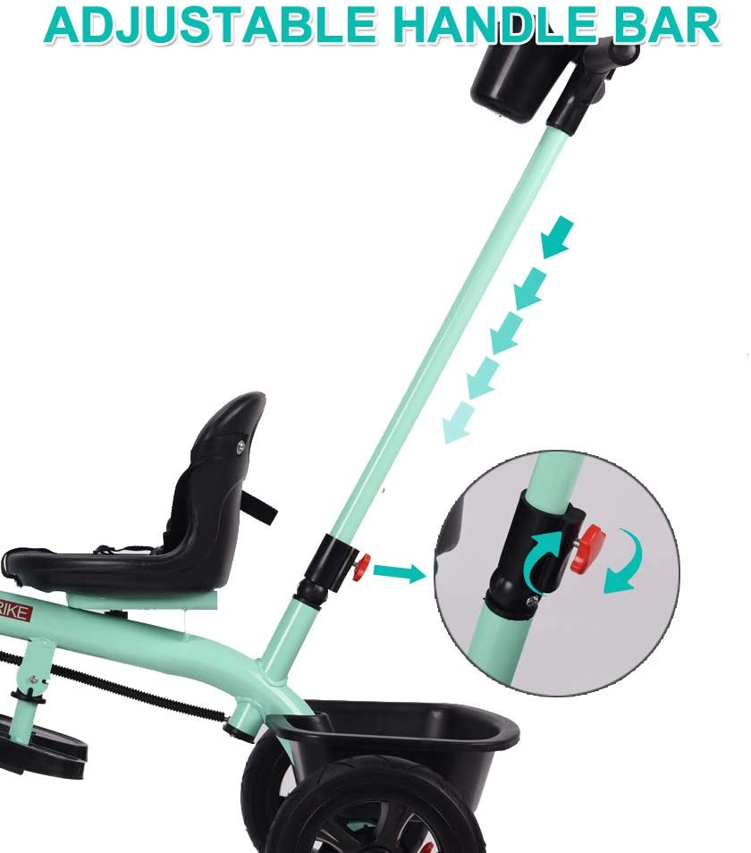 2 in 1 Kids Push Along Tricycle Baby Toddler Trike Bike 3 Wheel Ride On Toy