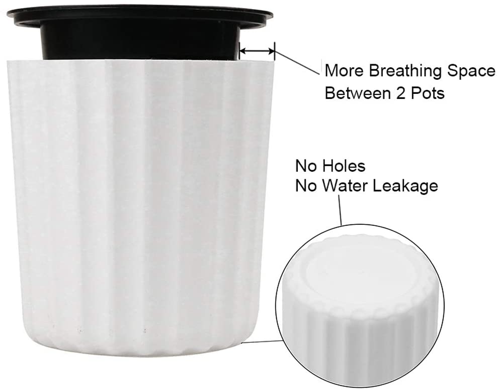 Orchid Pot with Net and Holes, Round Self Watering Planter Pot for Indoor Plants and Flowers 3 Sets White
