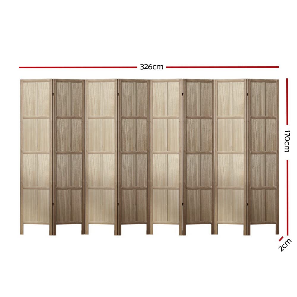 Room Divider Screen 8 Panel Foldable Wooden Divider Jade Brown
