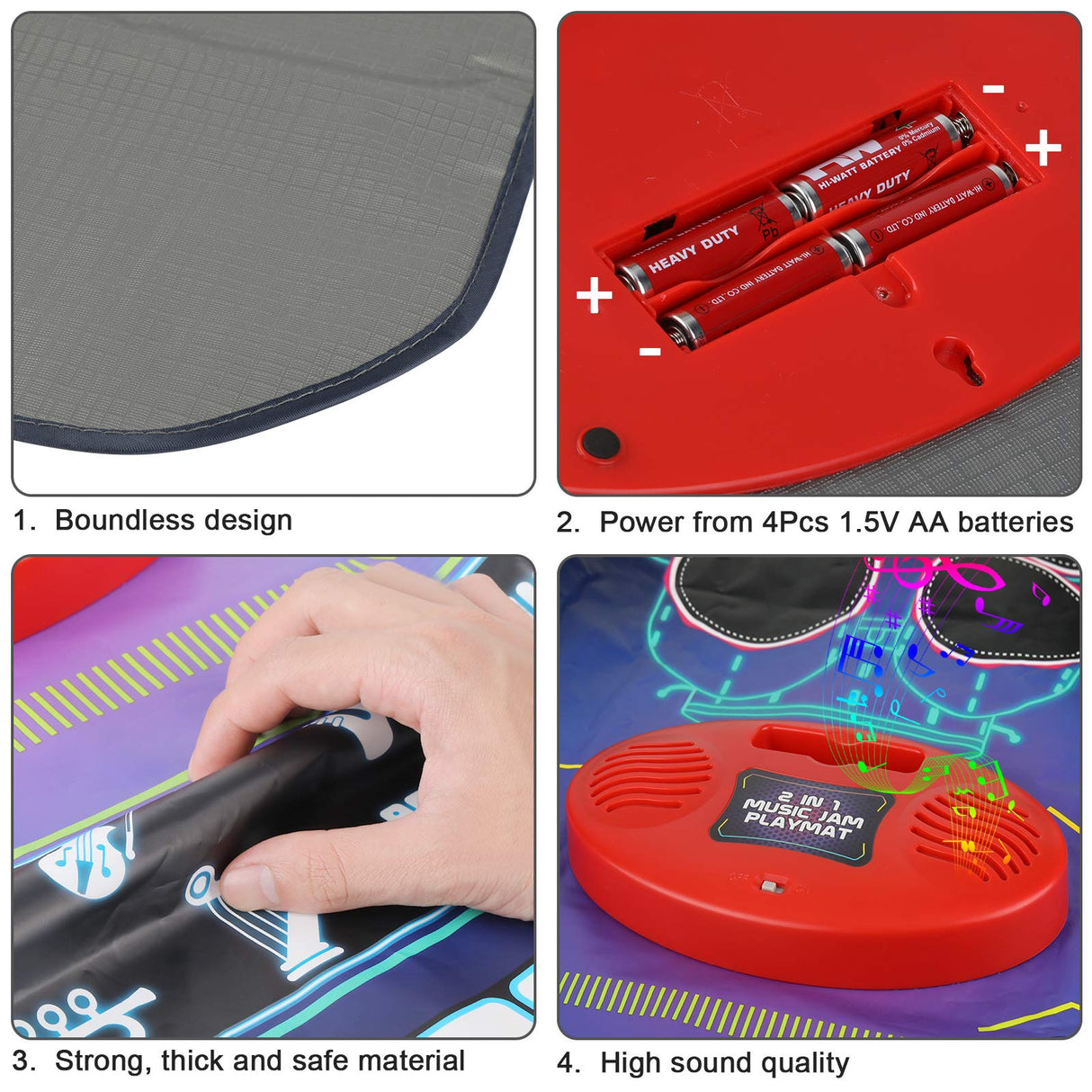 2-in-1 Music Playmat with Drum & Keyboard Piano Combo